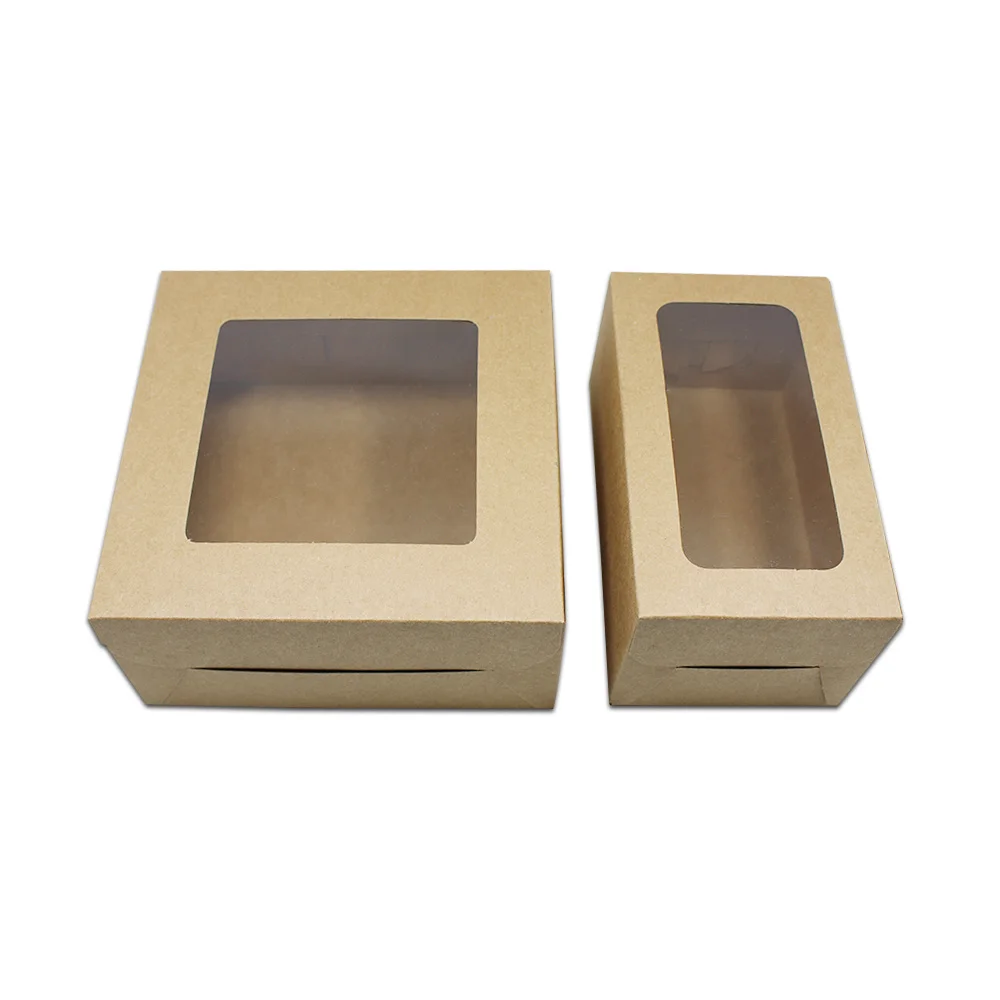20 шт прозрачное окно белая коричневая крафт-бумага подарочная упаковочная коробка модель игрушки картонная бумажная доска упаковочная коробка ремесла посылка коробка