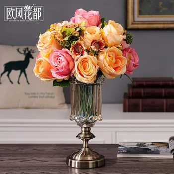 

room crystal glass transparent vase flower floral ornaments American Table Decor simulation Home Furnishing flower