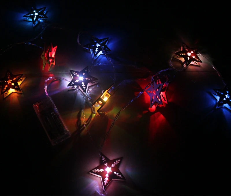 2.5 m Batería LED Estrella de Madera decorativas luces de hadas luces De Navidad luces de cadena garland decoración luminaria iluminación interior 2.5 m Batería LED Estrella de Madera decorativas luces de hadas luces De Navidad luces de cadena garland decoración luminaria iluminación interior