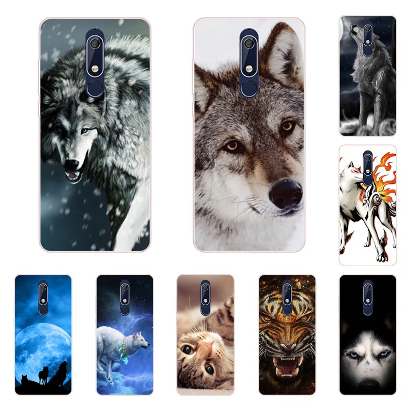 for nokia 5.1 Case Silicon tigon beast Painting Soft TPU Back Cover Protect Phone cases shell |