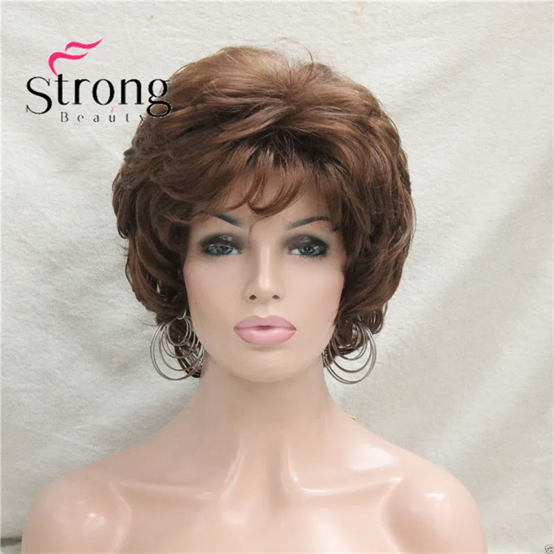 L-427B #30fashion medium auburn short curly synthetic women's wigs full wig for everyday (2)