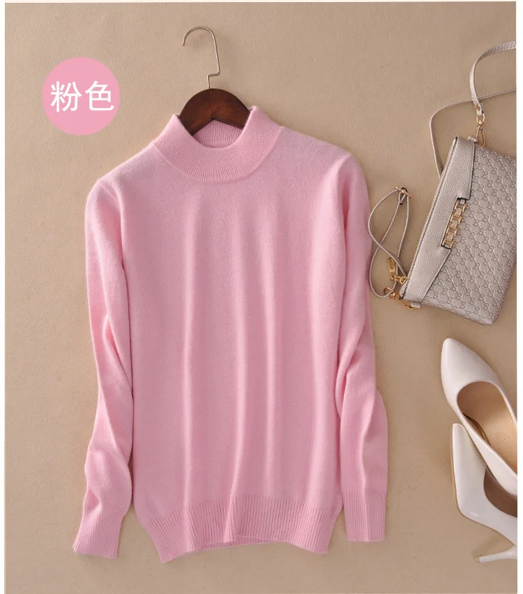 Lafarvie/Популярные высококачественные кашемировые свитера, женские модные осенне-зимние мягкие и удобные теплые тонкие кашемировые пуловеры - Цвет: Розовый