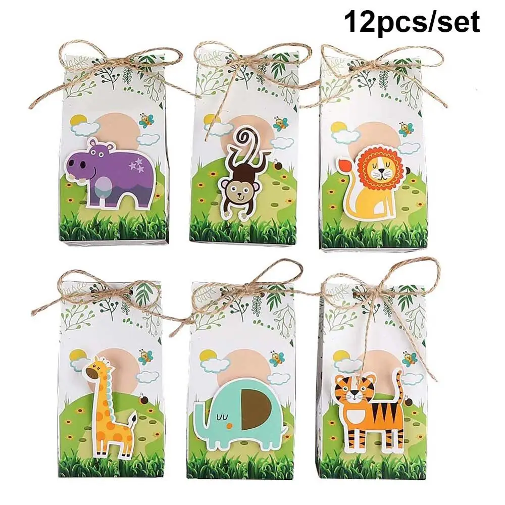 OurWarm животный бумажный пакет для конфет дети подарки на день рождения Слон лама Конфета "Русалка" коробка джунгли вечерние принадлежности для душа ребенка сувениры DIY - Цвет: Animal candy box