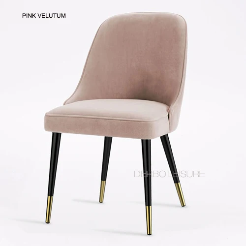 Современная мода дизайн роскошный золотой цвет нержавеющая сталь Лофт мягкий чехол Velutum ткань коврик обеденный стул со спинкой 1 шт - Цвет: Pink Velutum