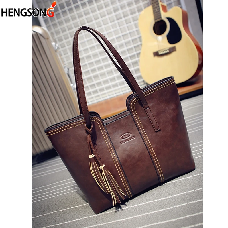 Fashion Zipper Tassel Shoulder Bag Women Handbag PU Leather Casual Tote