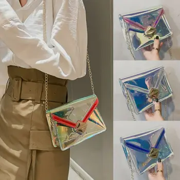 

Women Transparent Bag Clear PU Jelly Chain Bag Tote Crossbody Shoulder Bags AU