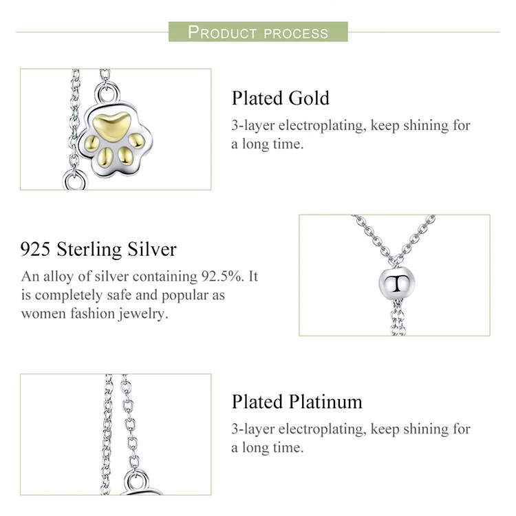 BAMOER, новая коллекция, 925 пробы, серебро, милые следы, длинная цепочка, подвеска, ожерелья для женщин, Стерлинговое серебро, ювелирные изделия SCN291