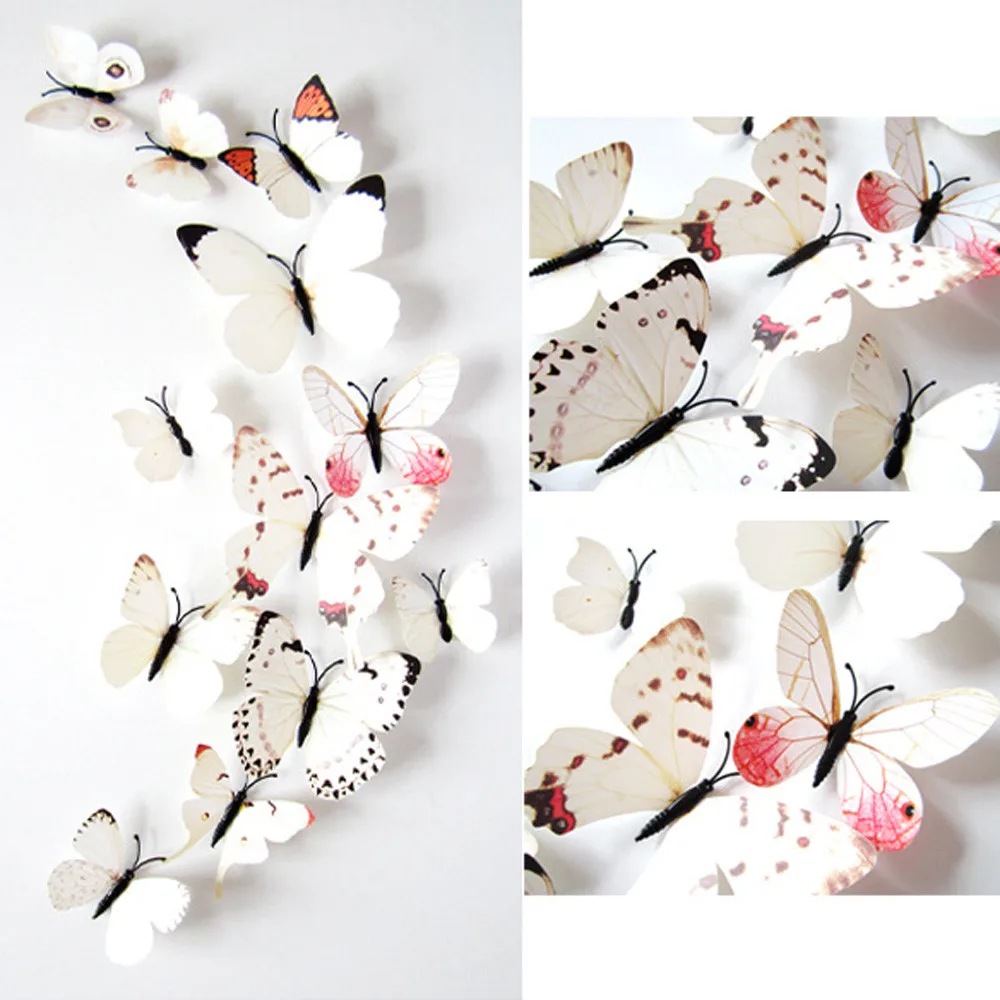 

12pcs Sticker Art Design Decal Wall Stickers Home Decorations 3D Butterfly