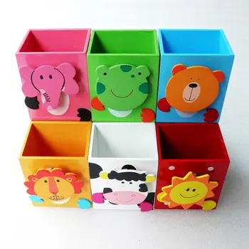 

Free ship!12 pc!Wooden cartoon pen holder /cute animal wooden pen case/6mode as a set