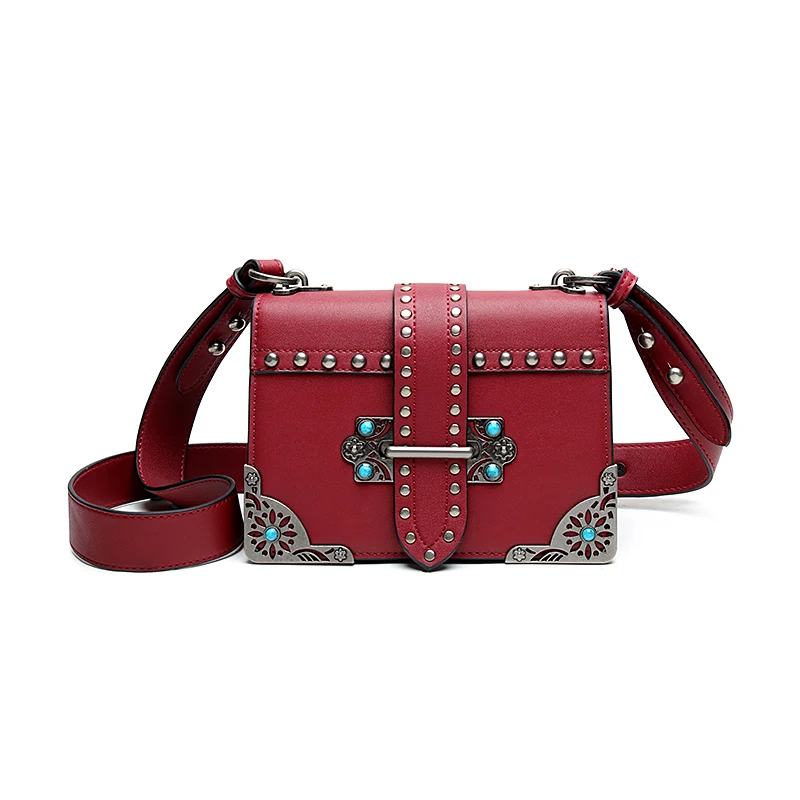 

New Korean fashion designer handbags high quality Genuine Leather handbags with buckle diamond women messenger bags
