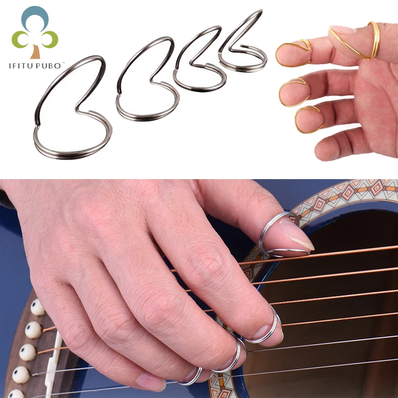 4pcs/lot Guitar Picks Finger Silver Gold Metal Classical Finger style
