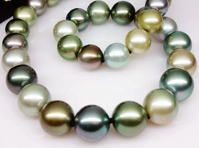 

HUGE18"12-13MM NATURAL SOUTH SEA GENUINE PEACOCK MULTICOLOR ROUND PEARL NECKLACE