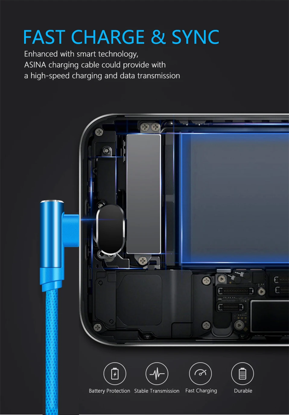 ASINA 90 градусов Micro USB кабель с прямым углом передачи данных кабель для зарядки Xiaomi huawei Oneplus samsung usb кабель для зарядки геймеров
