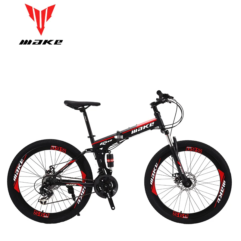 Make steel folding frame, mountain bike 26 wheel, 24 speed SHIMANO MTB