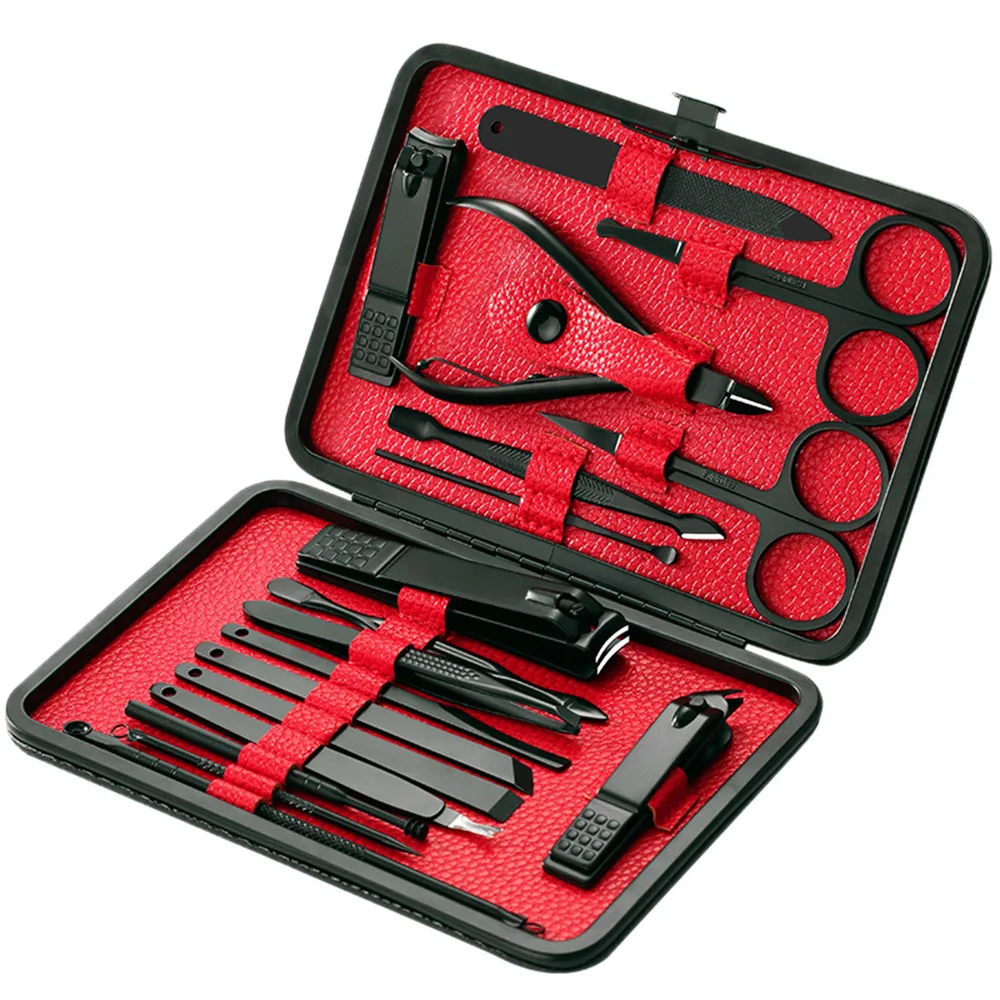 

18Pcs Manicure Tools Set Nail Clipper Cutter Nail Trimmer Multi-functional Pedicure Stainless Steel Nail Kit With Storage Case