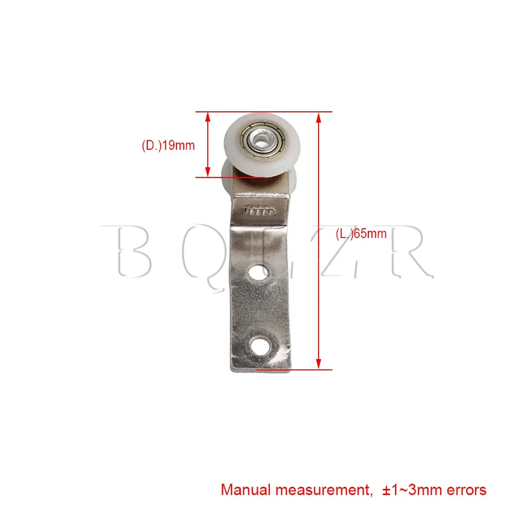BQLZR 2,55x0,74 дюйма изгиб трубы Металлический подшипник шкив блок с двумя пластиковыми колесами для раздвижных дверей, оконных шкафов упаковка из 10