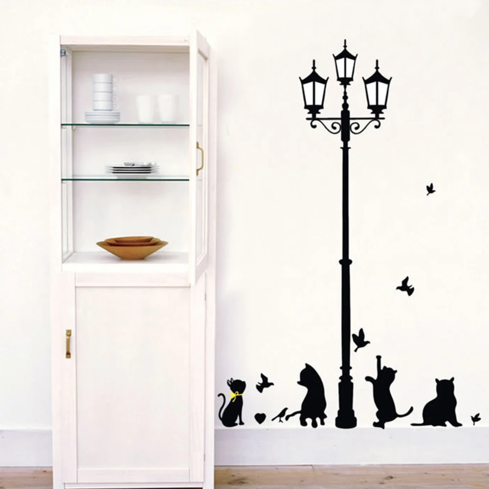 Paper cut Silhouette Black Cat Wall Stickers for Home Decor/Wall Decor