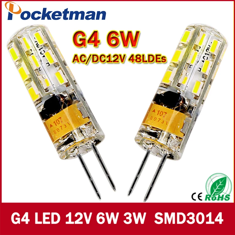

2017 New 1pcs 540Lumen 3W 6W G4 LED 12V AC DC 24/48 X3014 SMD Bulb Lamp free shipping z50