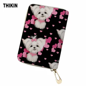 

THIKIN Kawaii Cartoon Dogs ID Card Holder Top Quality Credit Card Wallet Monedero PU Womens Purses and Wallets Passport Holder