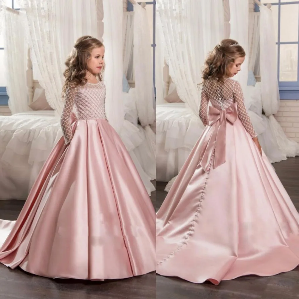 mauve pink flower girl dresses