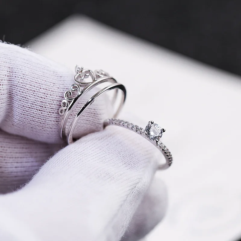 King Queen Crown Ring Sets For Women Finger Ring Anniversary
