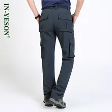 Мужская верхняя одежда, фирменные IN-YESON, толстые флисовые, с несколькими карманами, быстросохнущие штаны, Мужские штаны для бега, тактические штаны, высокое качество, спортивные штаны