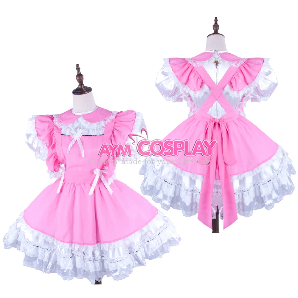 lockable Sissy maid Satin Chiffon dress Uniform Tailor made[G1598]-in ...