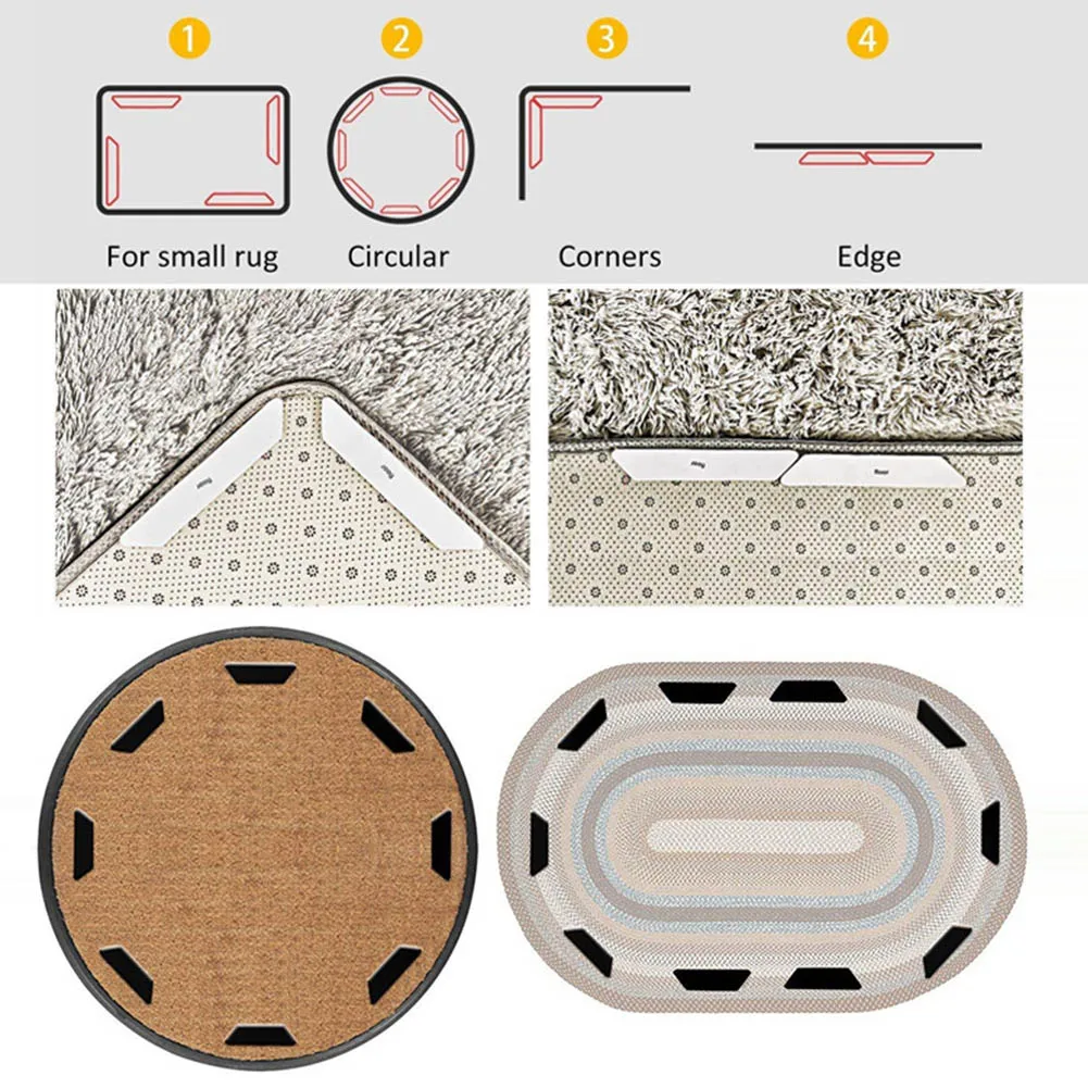 8 шт./компл. многоразовый коврик Стикеры для коврового покрытия сцепление с поверхностью тапочки Противоскользящая Лента H99F