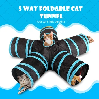 

Cute Pet Toy 5 Way Foldable Cat Tunnel With Balls Collapsible Pet Tube Toy 5 Tunnels Interesting Toy For Little Cat Dog #4