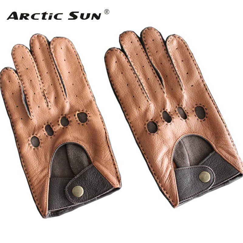 Genuien Leather Male Gloves Autumn Winter Thicken Warm Driving Sheepskin Gloves Man Black Casual Leather Gloves TU2801