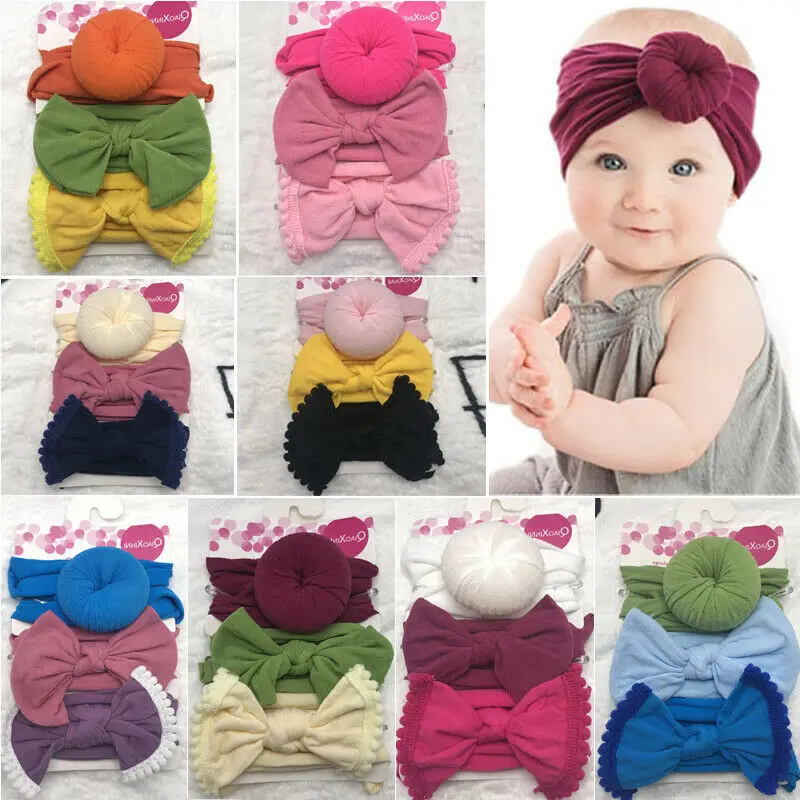 

Girls Kids Baby Cotton Bow Hairband Headband Sweet Turban Knot Head Wrap