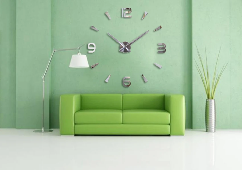 Muhsein новые настенные часы акриловые металлические зеркальные большие персонализированное украшение настенные часы 3D большая наклейка на стену часы