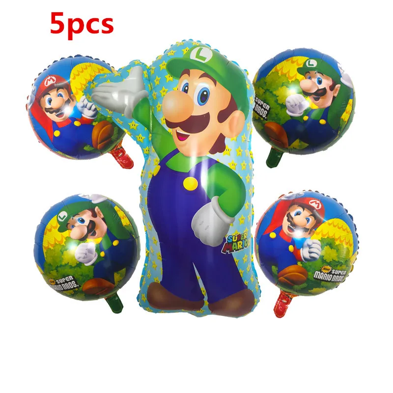 6 шт. Супер Марио воздушные шары 32 дюйма номер воздушные шары мальчик девочка день рождения Братья Марио и Луиджи майлар синий красный набор воздушных шаров Декор - Цвет: Серебристый