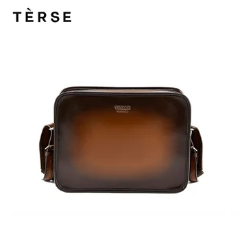 

TERSE 2018 New Handbags For Men Real Cow Leather Messenger Bags Fashion Zipper Solid Bag Large Capacity Customize Logo 9651