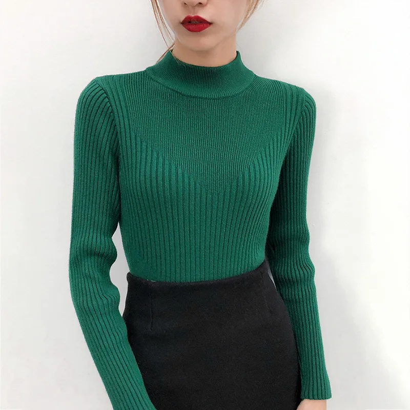 Women's Turtleneck Pullovers Solid basic Sweaters long sleeve Slim-fit tight Soft Sweater Green Jumper Elastic Knit Tops Women's Turtleneck Pullovers Solid basic Sweaters long sleeve Slim-fit tight Soft Sweater Green Jumper Elastic Knit Tops
