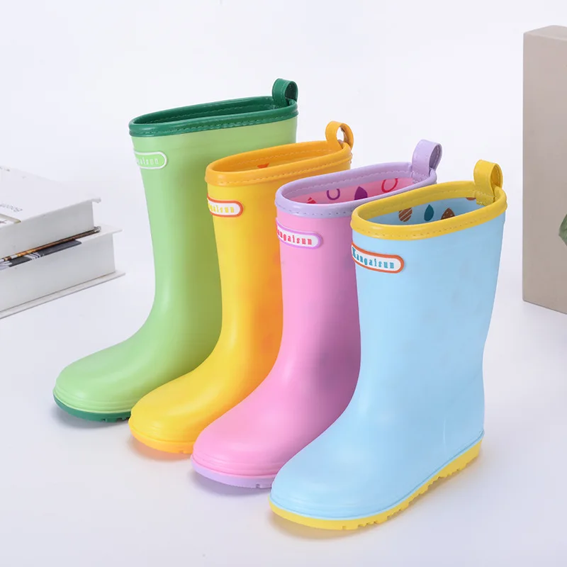 

2019 New Kids Long Rain Boots Girls Boys children Water shoes Rainboots Loverly Waterproof Overshoes Baby Non-slip Rubber Shoes