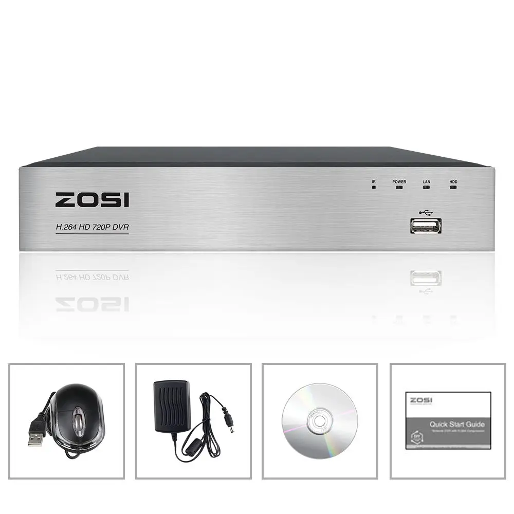 ZOSI 4 канала AHD-720P DVR безопасности DVR Регистраторы с HDMI, защита от пыли, Интернет& Смартфон пульт дистанционного управления для людей с ограниченными физическими возможностями, сигнал тревоги