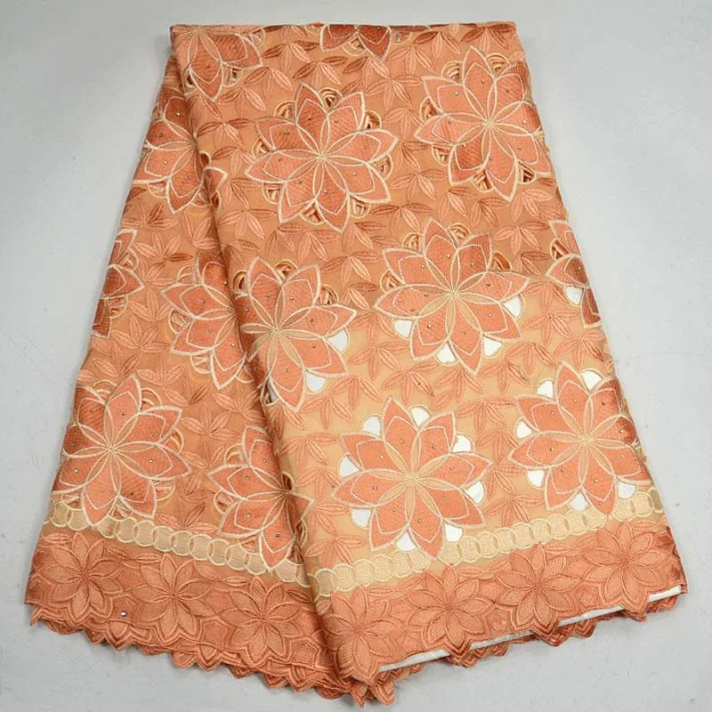 

Hot sale peach african swiss voile lace fabric high quality french swiss voile lace in switzerland 5yards for dress PSA26-1