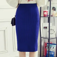 Стрейч тонкая упаковка, бедро, Длинная женская трикотажная юбка с высокой талией в Корейском стиле, Женская юбка больших размеров, женская одежда черного цвета