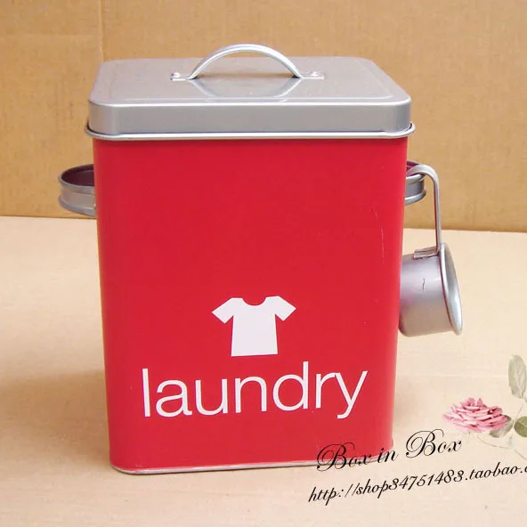 Tin box in box washing powder box washing powder bucket spoon laundry