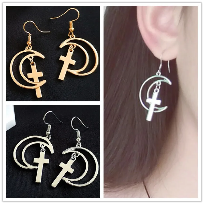 

EK341 New Fashion Hollow Moon Cross Tassel Drop Dangle Earrings For Women Jewelry Bijoux Pendientes Steampunk Geometric Brincos