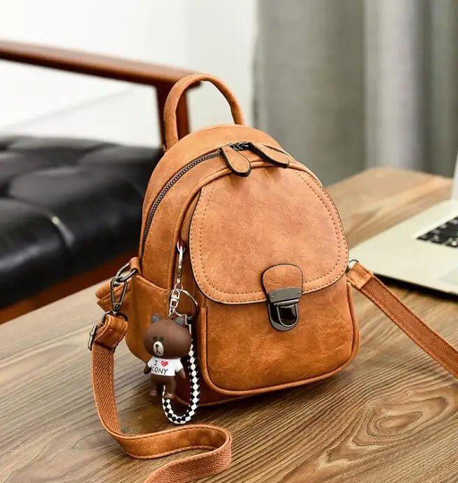 

Fashion PU Leather Mini backpack Female Women Casual Waterproof Retro Smal Back pack for girl black grey khaki brown purple