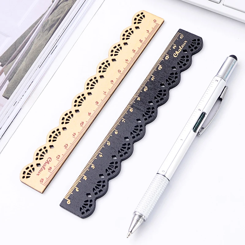 

2 pcs/lot Sweet Wood Ruler Kawaii Lace Vintage Rulers Creative Gift for Kids School Supplies Stationery 15cm