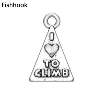 

Fishhook 20pcs newest triangle I Love To Climb antique silver Color plated metal charms
