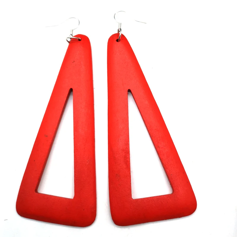 big size Triangle drop Wooden Earrings