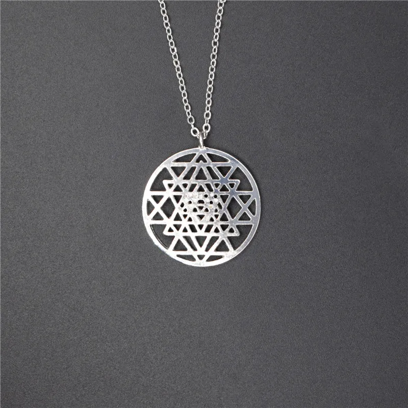 Прямая поставка подвеска Sri Yantra серебряного цвета ожерелья и подвески для женщин