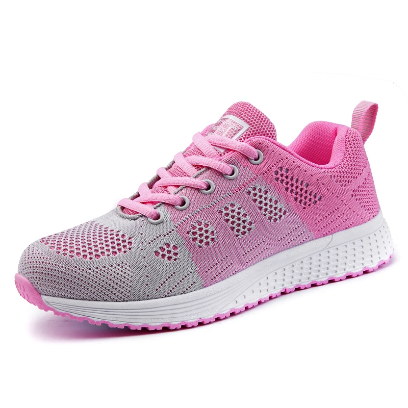 Женская обувь; коллекция года; белые кроссовки для женщин; дышащая Вулканизированная обувь для прогулок; Спортивная повседневная обувь на плоской подошве; tenis feminino - Цвет: Pink