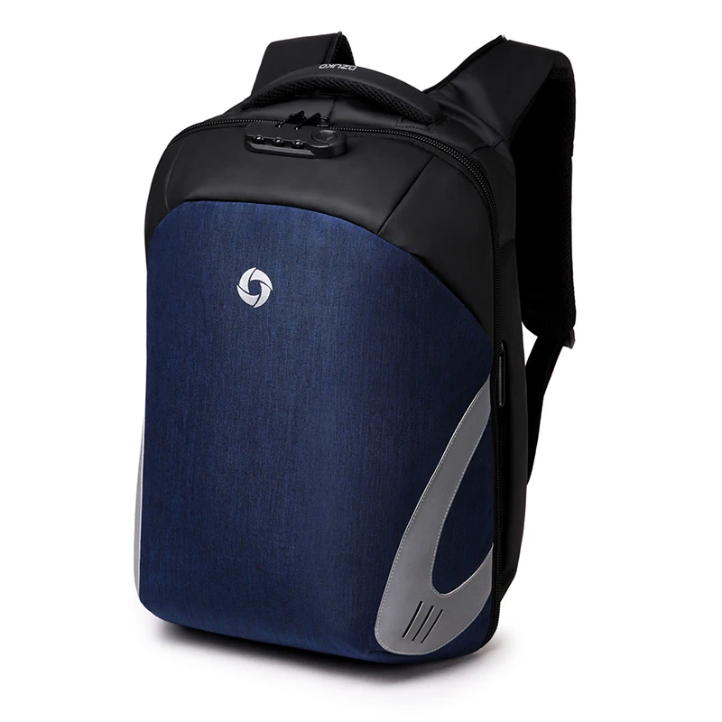 OZUKO, модный мужской рюкзак, Повседневный, многофункциональный, USB зарядка, 15,6, рюкзаки для ноутбука, с блокировкой паролем, Противоугонный рюкзак, мужской, Mochila - Цвет: Синий