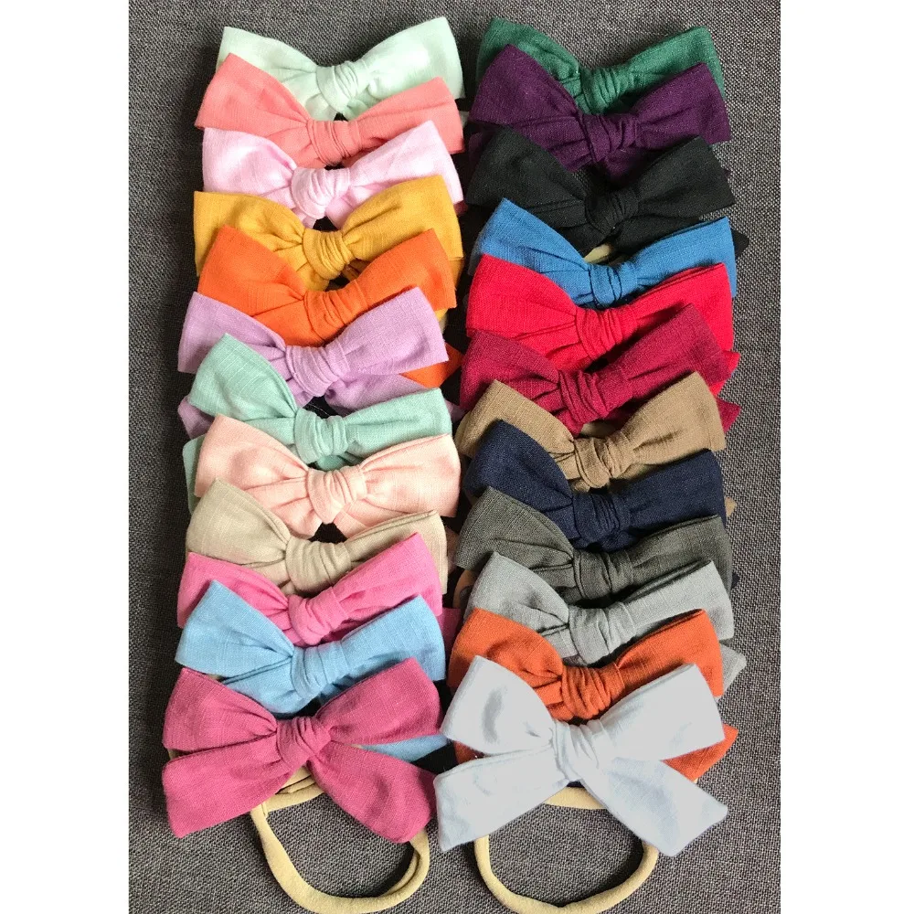 fabric bow headband 4 inch greyground