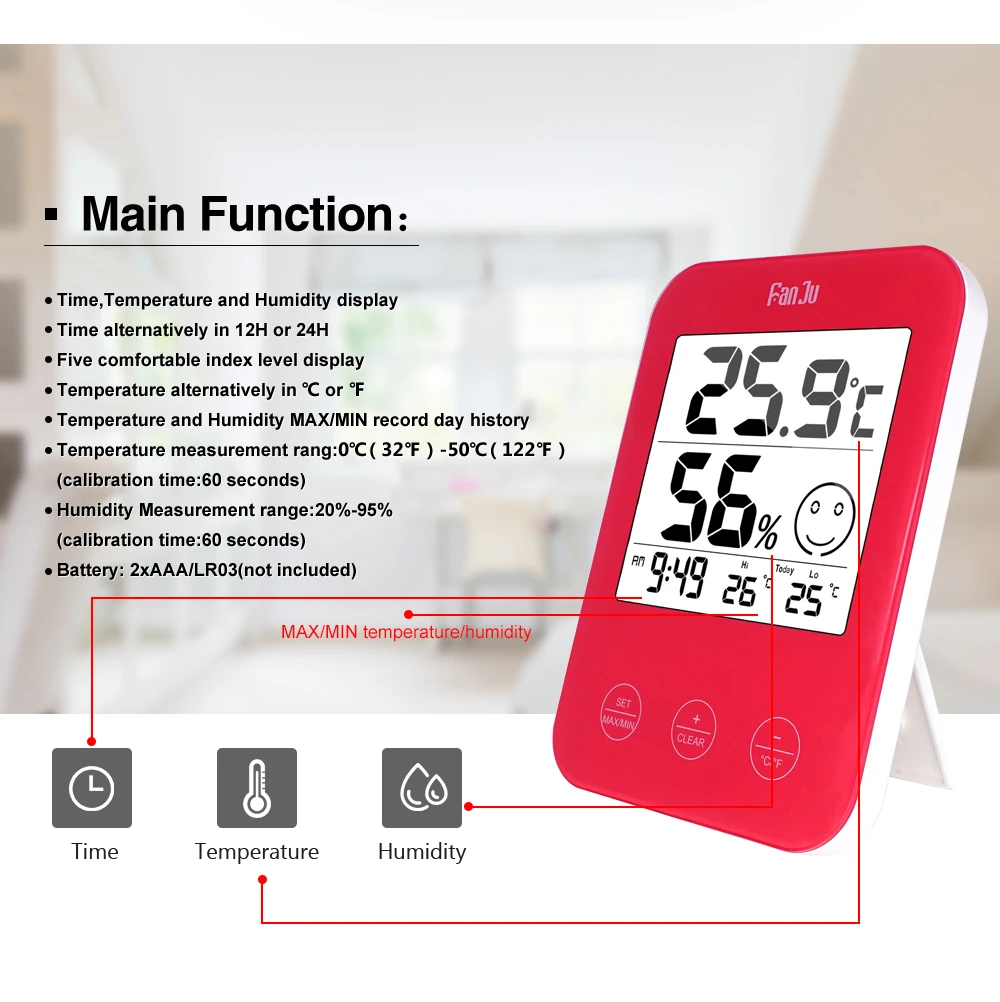 Цифровой термометр, настенные часы, температура, влажность, комфорт, выразительность, электронные часы, настольные часы, домашний современный дизайн